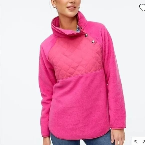J. Crew Quilted Button Neck Women's Sherpa Long Sleeved Pullover Size XS - Picture 1 of 12
